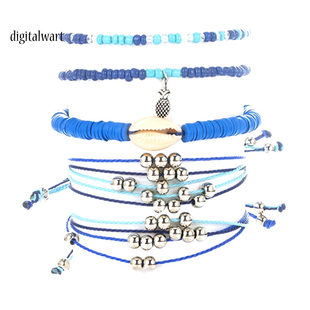 Kỹ Thuật Số| Set 5 Vòng Tay Vỏ Sò Phong Cách Boho Cho Nữ