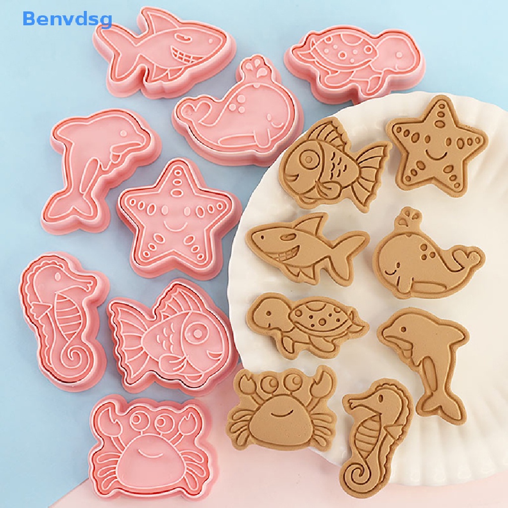 Bộ 8 Khuôn Cắt Bánh Quy Hình Động Vật Biển Hoạt Hình 3D