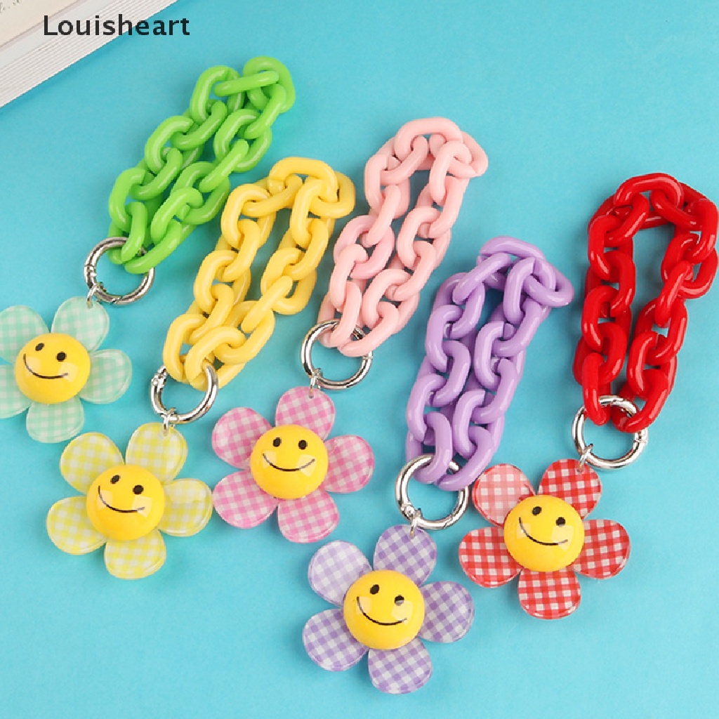 Louisheart Móc Khóa Hình Hoa Hướng Dương Mặt Cười Màu Kẹo Ngọt Có Dây Đeo Trang Trí Ba Lô Đồ Chơi Cho Nữ TFG