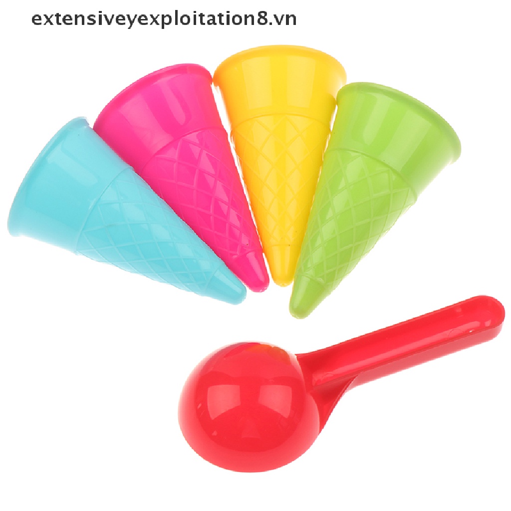Bộ 5 Muỗng Xúc Cát Hình Kem Ốc Quế Dễ Thương Cho Bé