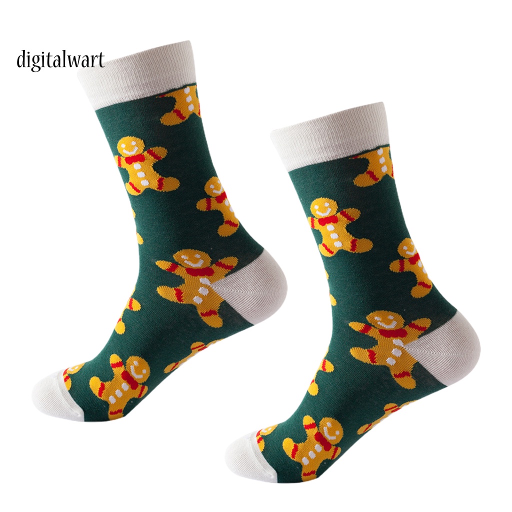 Kỹ Thuật Số| 1 Đôi Tất Bắp Chân Bằng Cotton Mềm Co Giãn Thoáng Khí Chống Trượt In Họa Tiết Giáng Sinh