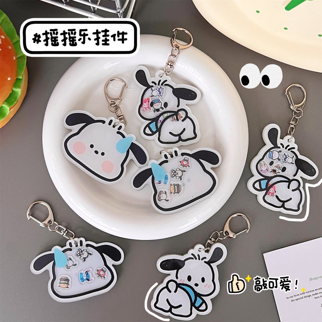 Móc Khóa Acrylic Hình Chú Chó Lắc Lư Đáng Yêu