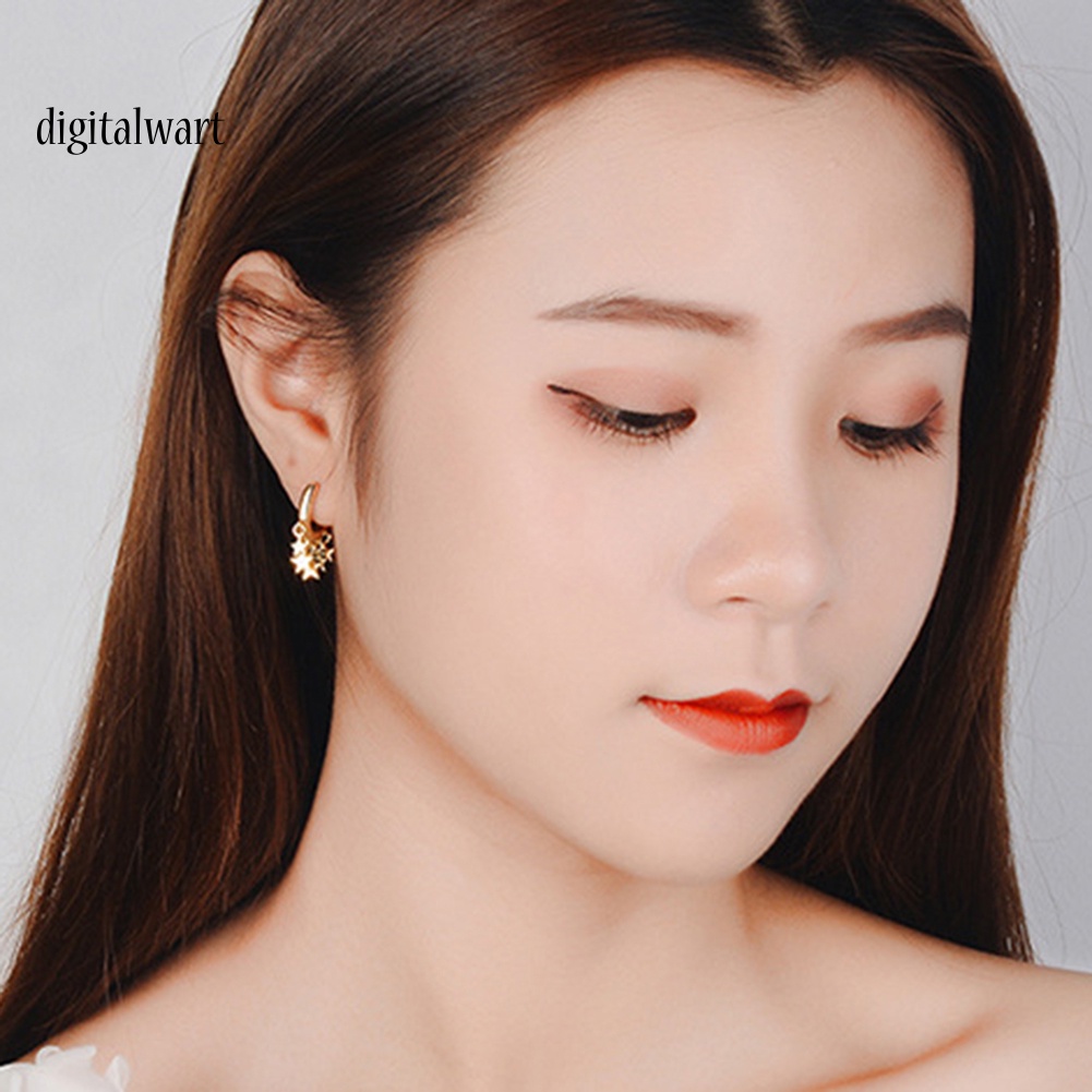 Kỹ Thuật Số| Khuyên Tai Tròn Gắn Ngôi Sao Thời Trang Cá Tính Dành Cho Nữ