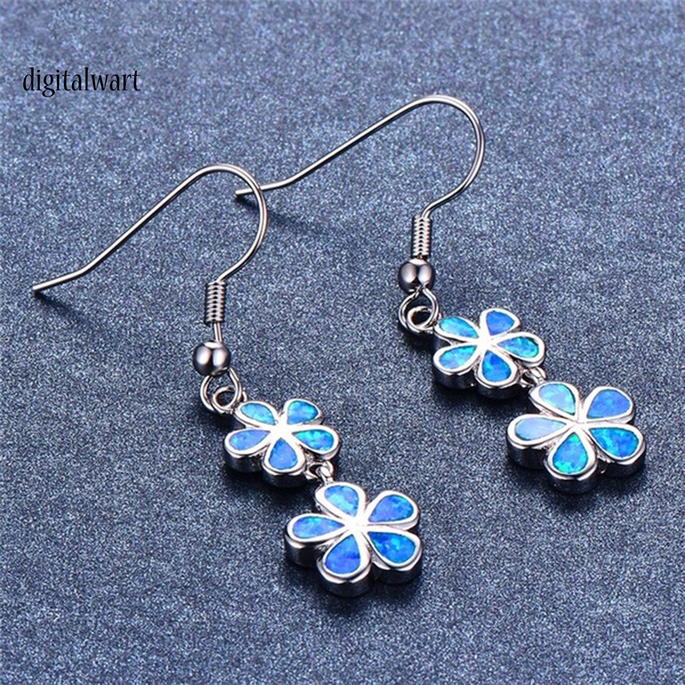 Kỹ Thuật Số| Đôi Khuyên Tai Dài Gắn Hoa Đá Opal Giả Thời Trang Cho Nữ