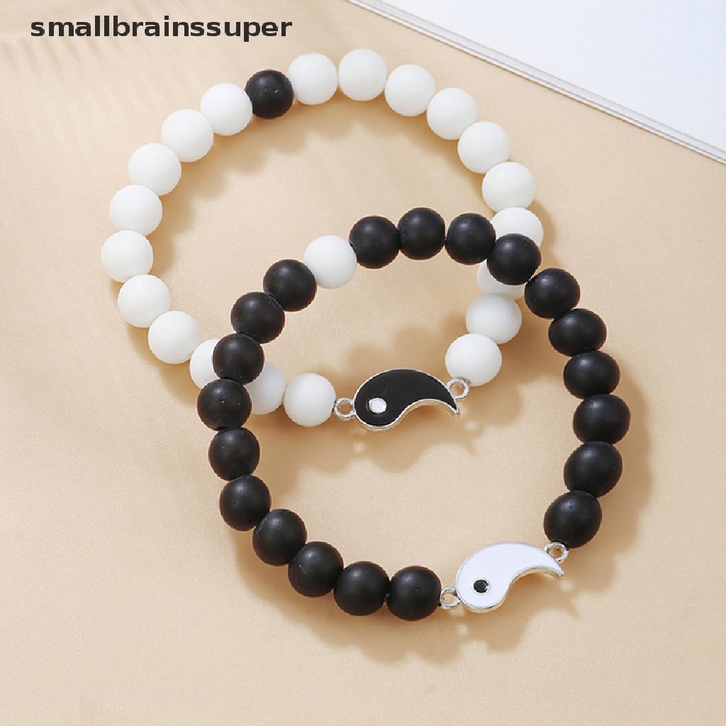 Vòng Tay Chuỗi Hạt Màu Trắng Đen Phong Cách Âu Mỹ Thời Trang Cho Cặp Đôi