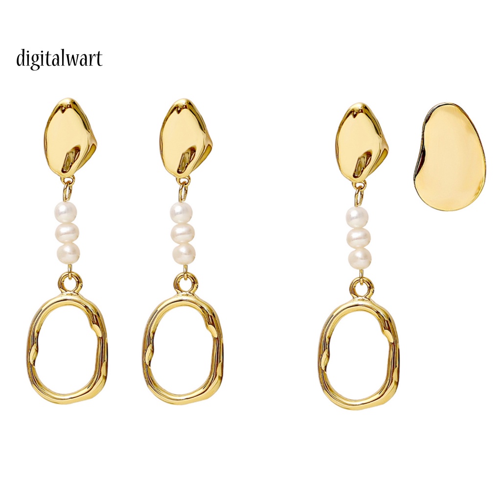 Kỹ Thuật Số| 1 Đôi Khuyên Tai Lủng Lẳng Đính Ngọc Trai Nhân Tạo Hình Học Không Đối Xứng