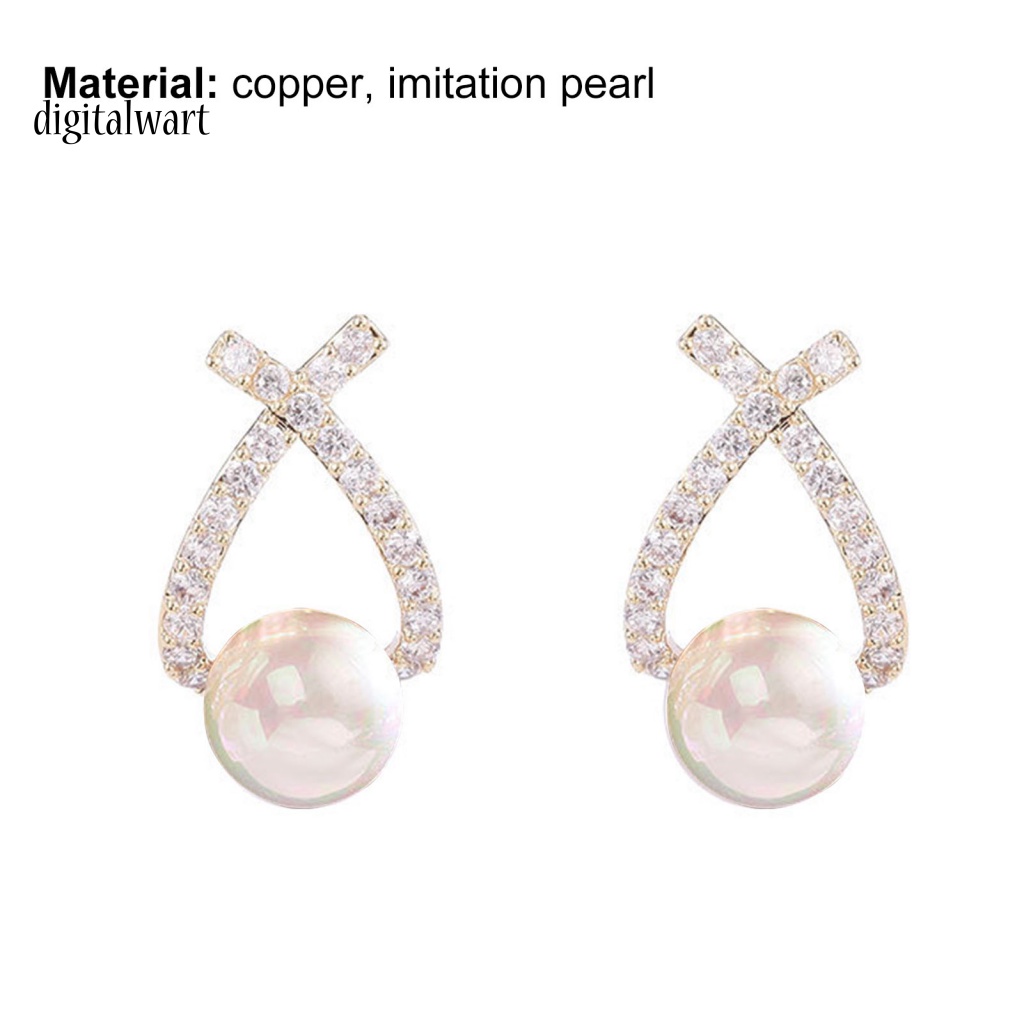 Kỹ Thuật Số| Bông Tai Hình Chữ Thập Đính Đá Siêu Nhẹ Lâu Trôi Thời Trang Dự Tiệc Cưới Cho Nữ