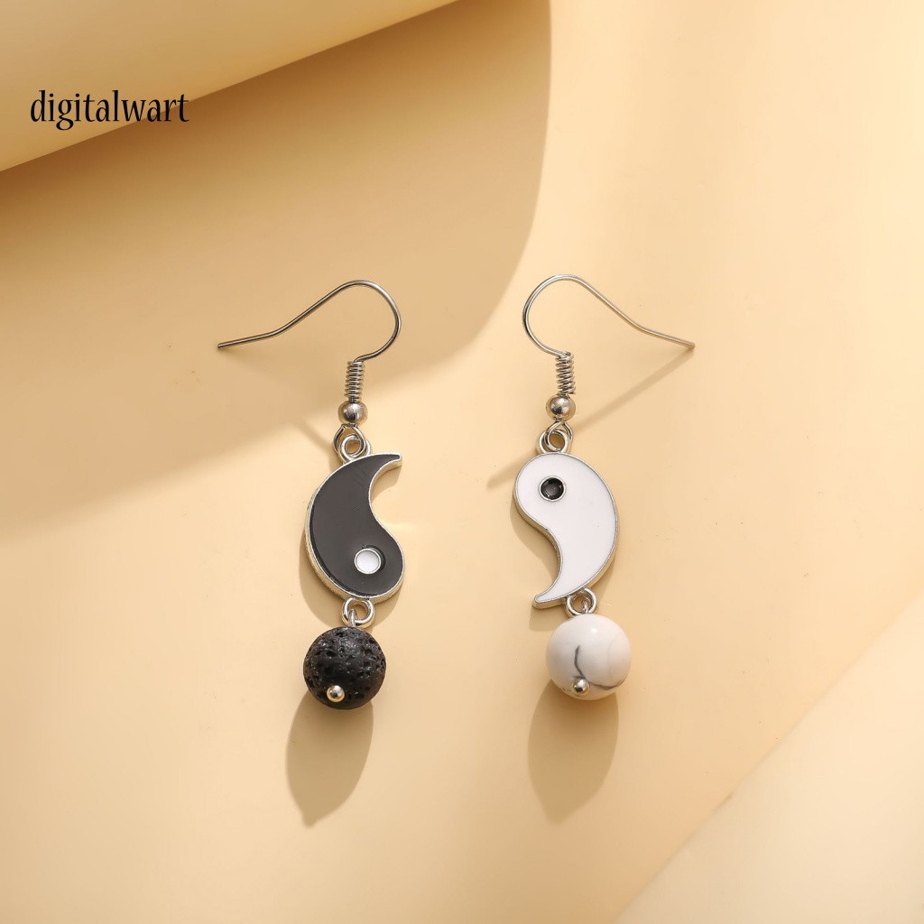 Kỹ Thuật Số| 1 Đôi Bông Tai Hợp Kim Tai Âm Dương Tinh Xảo Chống Mài Mòn Phong Cách Cổ Điển Cho Nữ