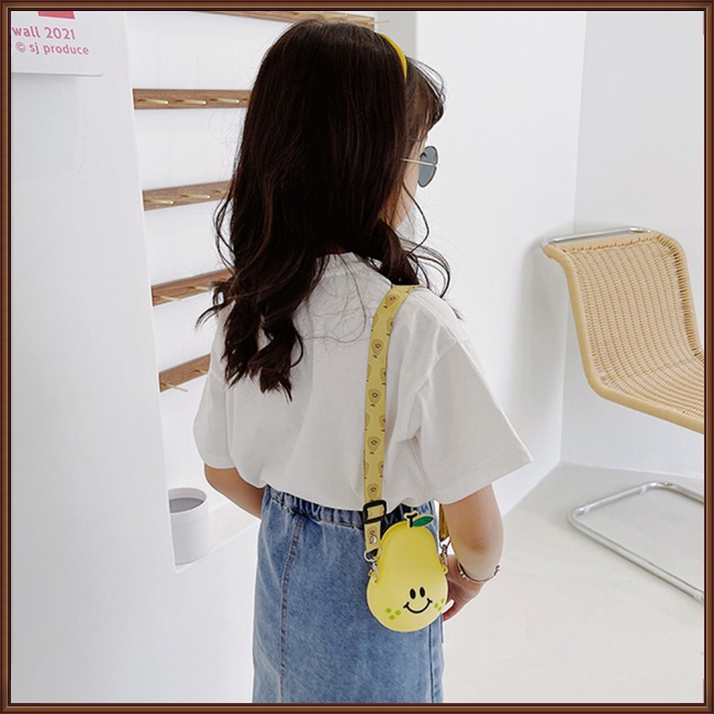 Túi Đeo Chéo Vai Đựng Tiền Xu Có Khóa Kéo Hình Trái Cây Dễ Thương Cho Bé Gái