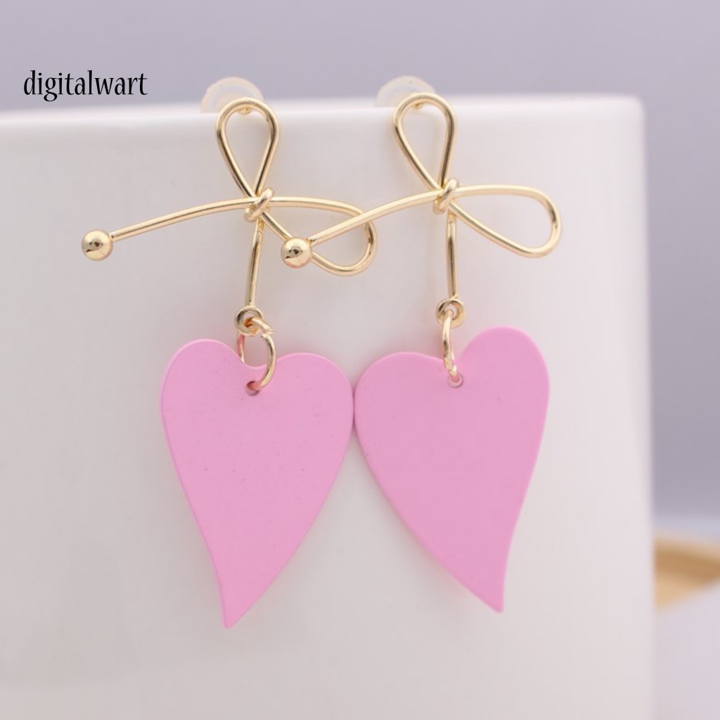 Kỹ Thuật Số| 1 Đôi Bông Tai Hình Trái Tim Màu Sắc Ngọt Ngào Không Gây Dị Ứng Cho Nữ