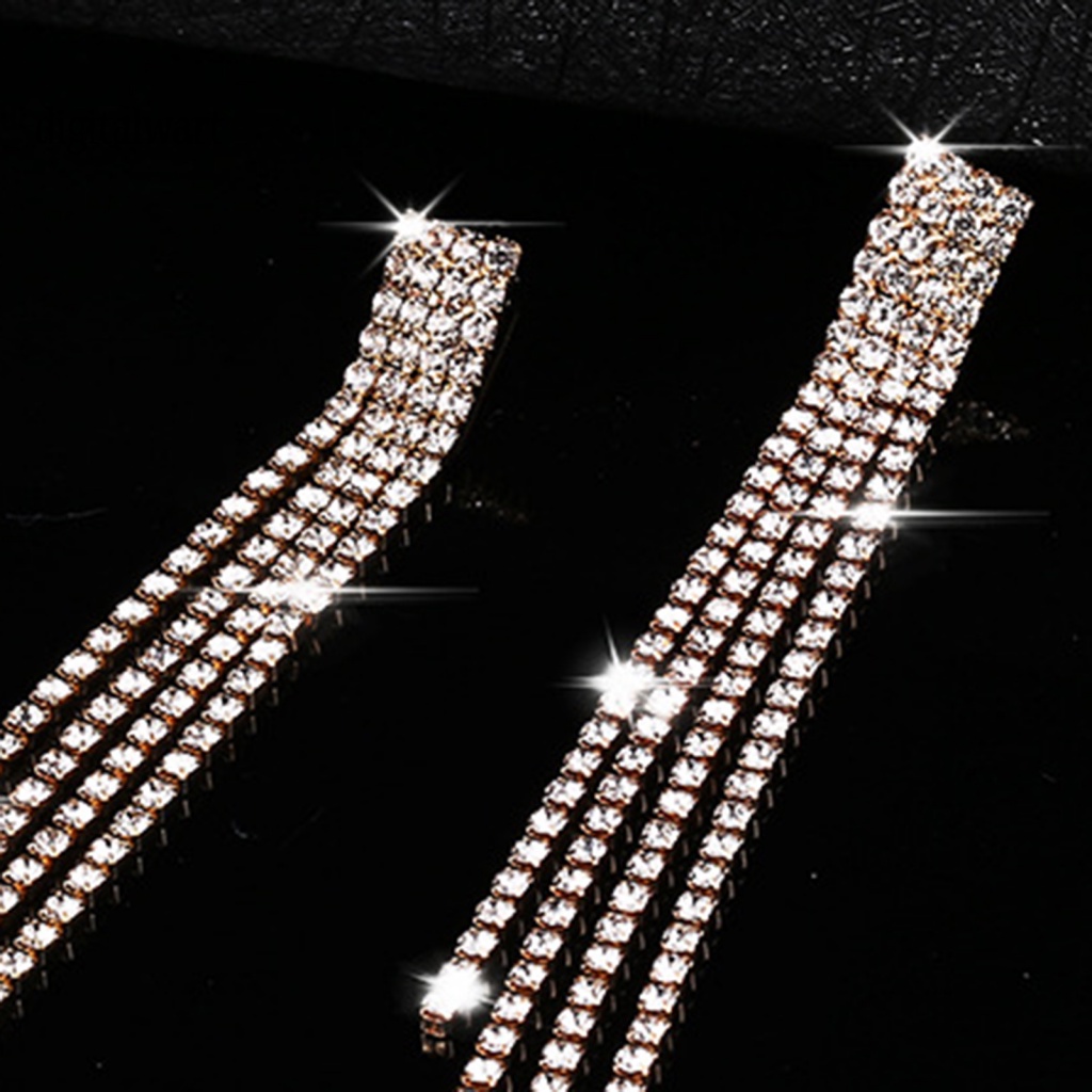 Kỹ Thuật Số| 1 Đôi Bông Tai Tua Rua Đính Đá Lấp Lánh Phong Cách Hàn Quốc Dành Cho Nữ