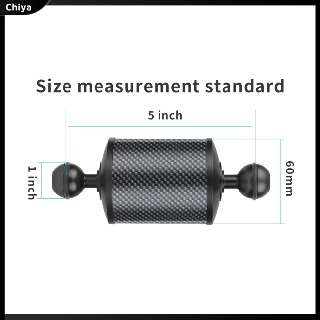 Cánh Tay Phao 5 / 8 / 10 / 12inch D60mm Bằng Sợi Carbon Kèm Đầu Bi 1 Inch Hỗ Trợ Chụp Ảnh Dưới Nước