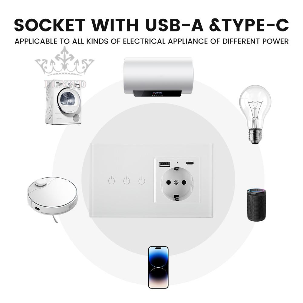 Ổ CắM SạC Thông Minh 100-240V 146 * 86 * 35mm