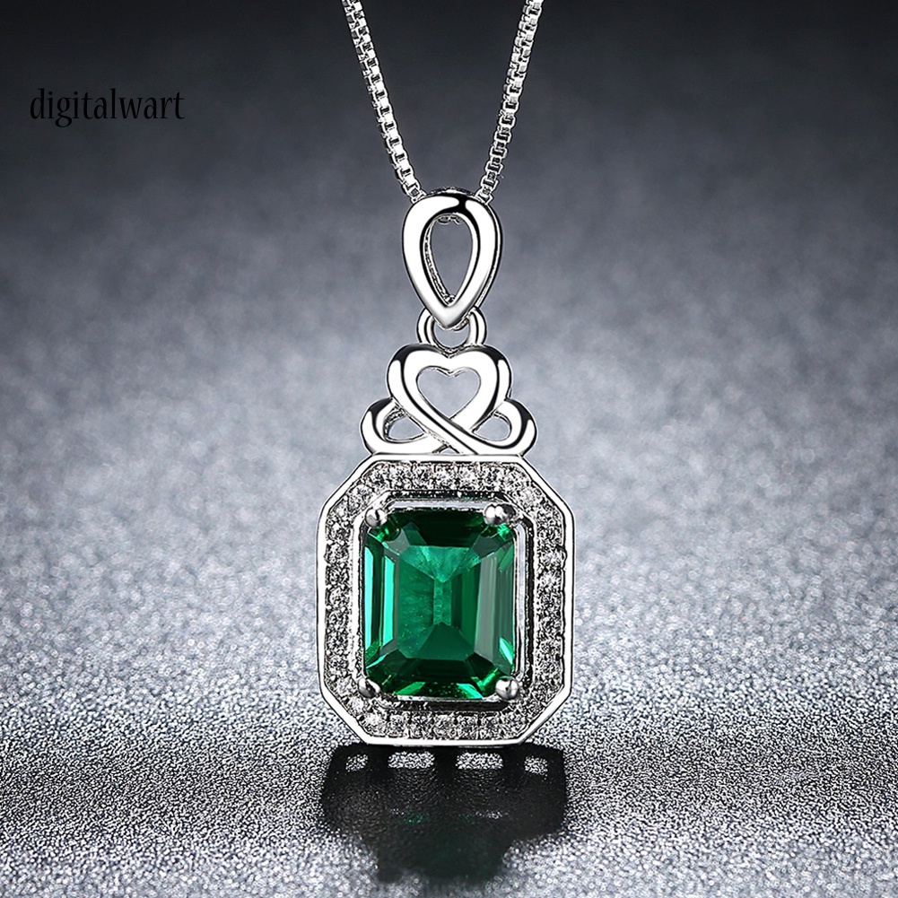 Kỹ Thuật Số| Vòng cổ Mặt Đá Zirconia Màu Xanh Lá Cây Phong Cách Vintage Thanh Lịch Cho Cô Dâu