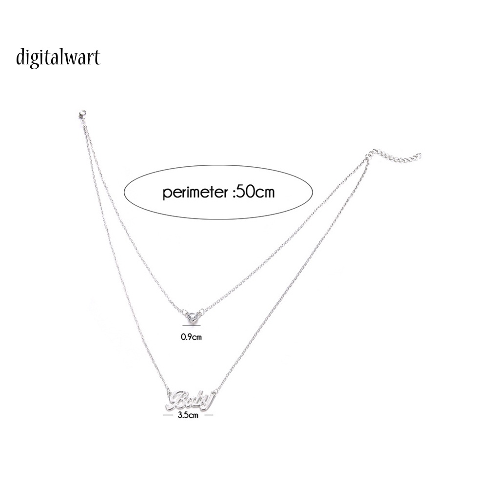 Kỹ Thuật Số| Vòng cổ Hai Lớp Họa Tiết Trái Tim Và Chữ Baby Thời Trang Dành Cho Nữ
