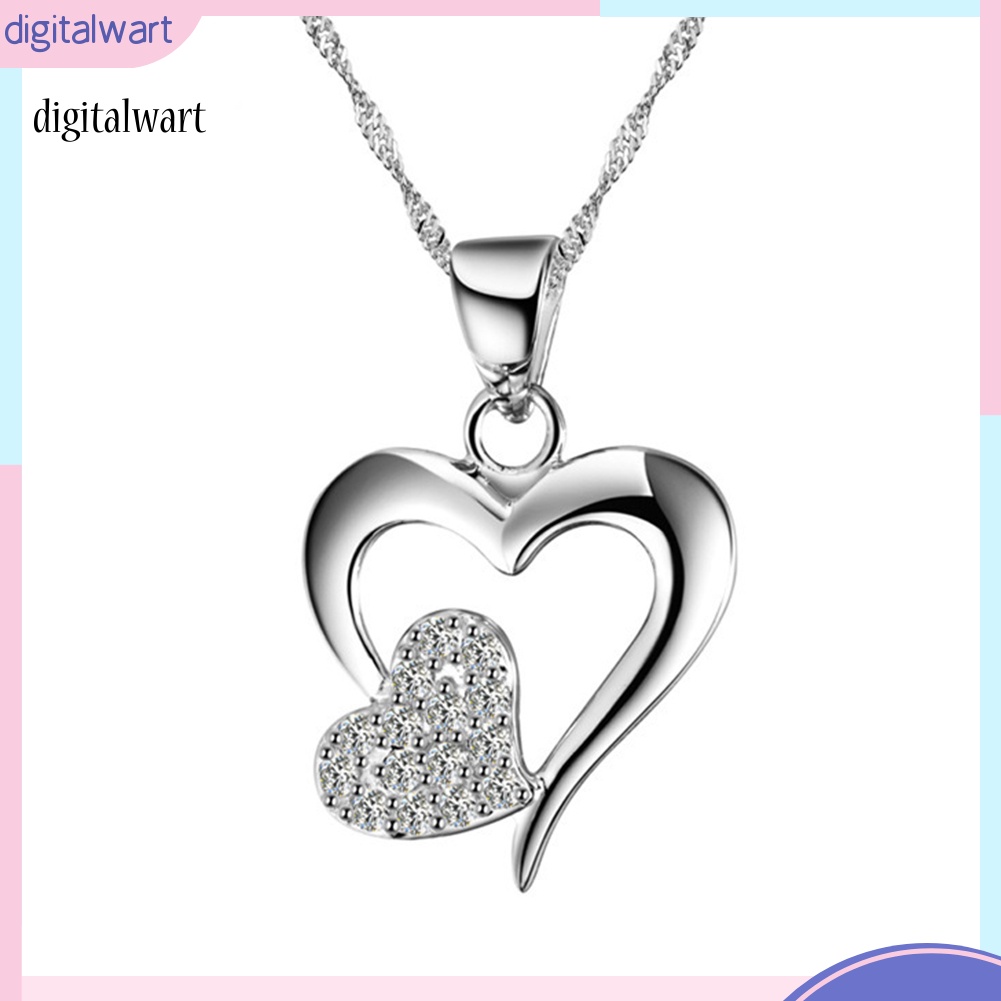 Kỹ Thuật Số| Vòng cổ Mạ BạC HìNh TráI Tim ĐíNh Đá Xinh XắN