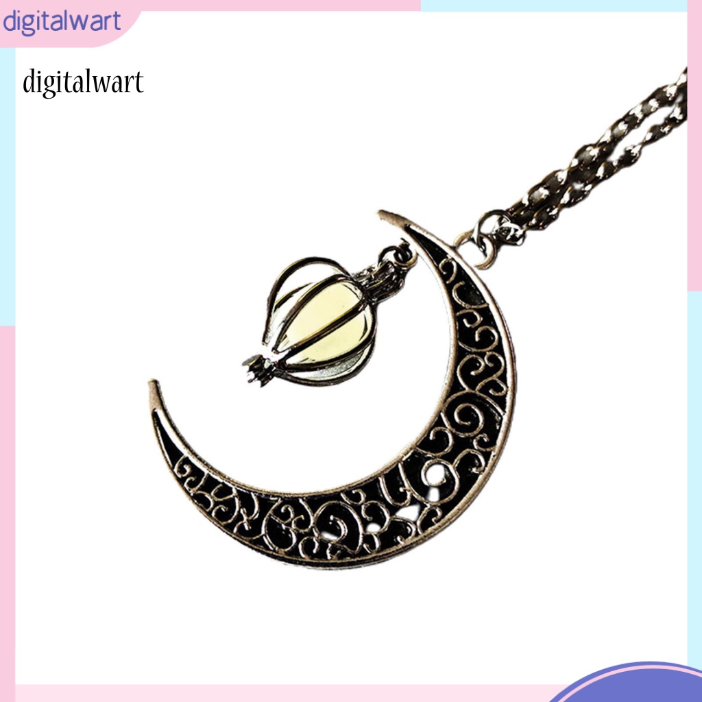 Kỹ Thuật Số| Vòng cổ Hợp Kim Hình Mặt Trăng Đính Đá Phát Sáng Thời Trang