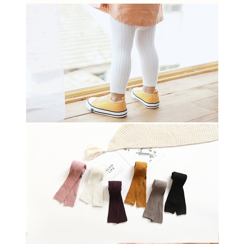 Quần Legging Cotton Lưng Thun Họa Tiết Kẻ Sọc Thời Trang Xuân Thu Cho Bé Gái