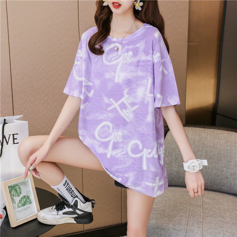 Áo Thun Nữ Ngắn Tay Dáng Rộng Nhuộm Màu