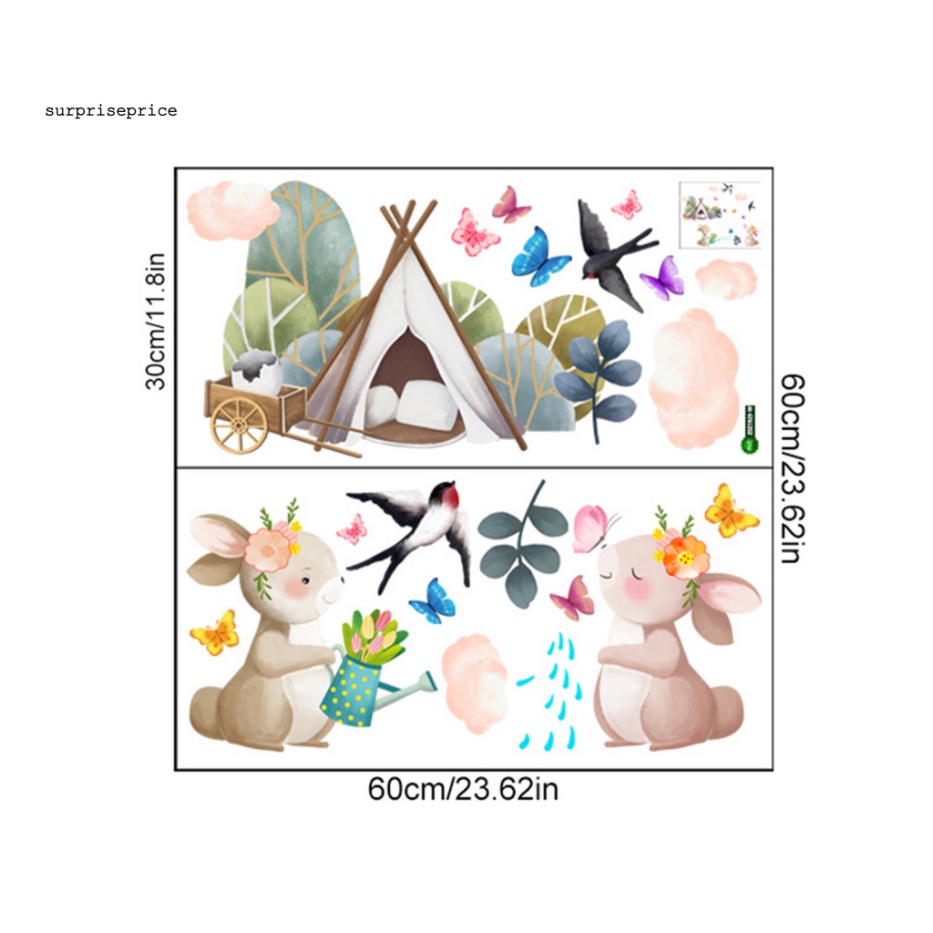 1 Set Decal dán tường Bằng PVC Trong Suốt In Họa Tiết Thỏ Trang Trí Nhà Cửa