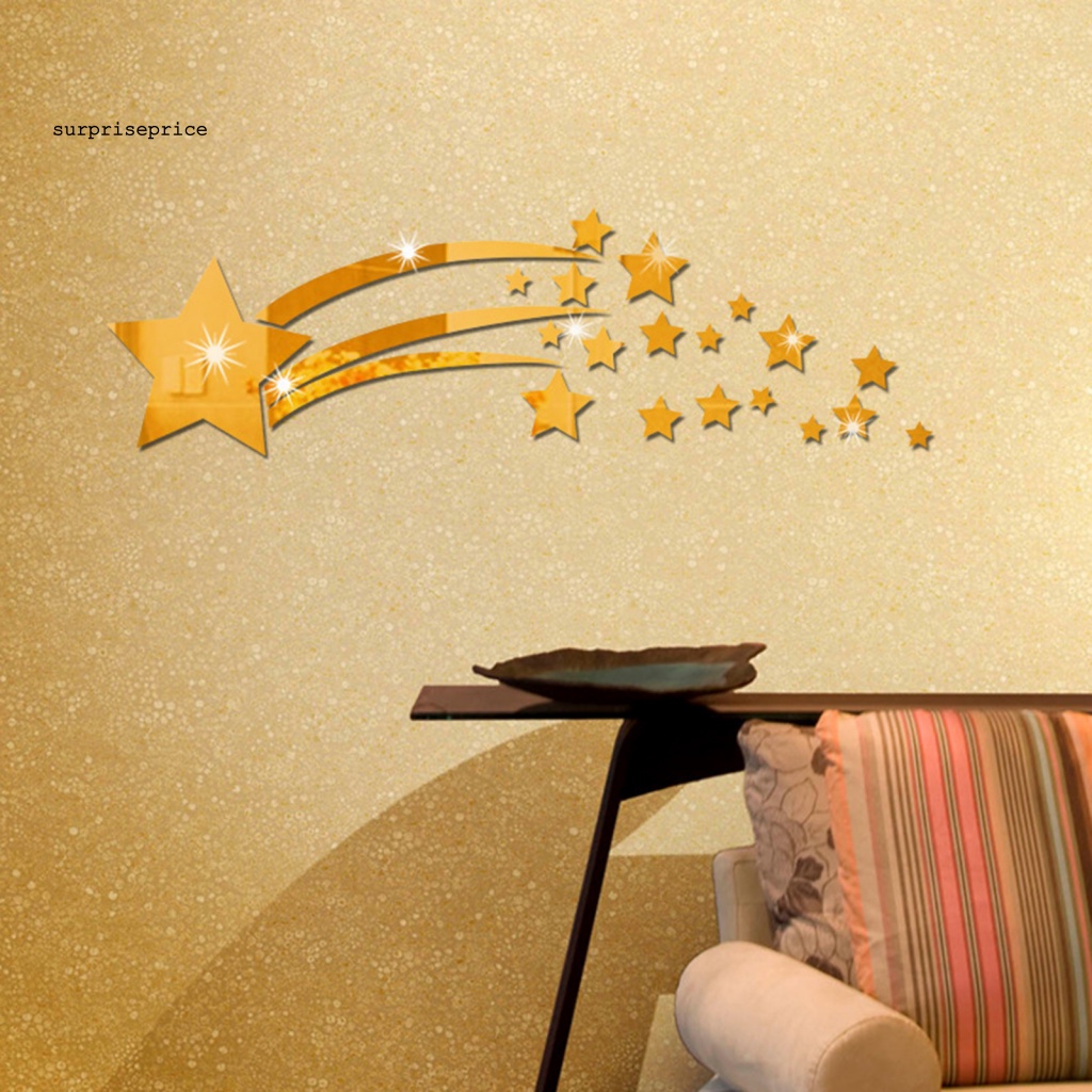 1 Bộ Sticker Gương Dán Tường Họa Tiết Sao Băng 3D Tự Dính Có Thể Tháo Gỡ Trang Trí Nhà Cửa