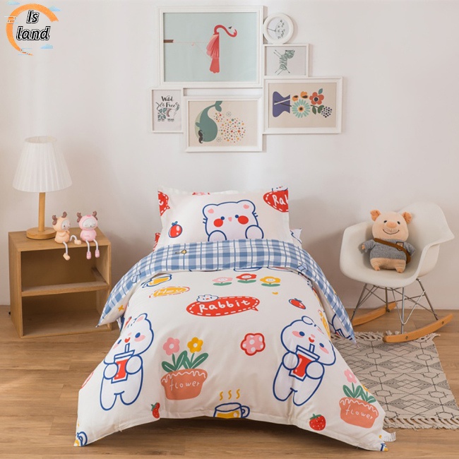 Set 3 Món Vỏ Chăn Ga Gối Nệm Cotton Dành Cho Trẻ Mẫu Giáo