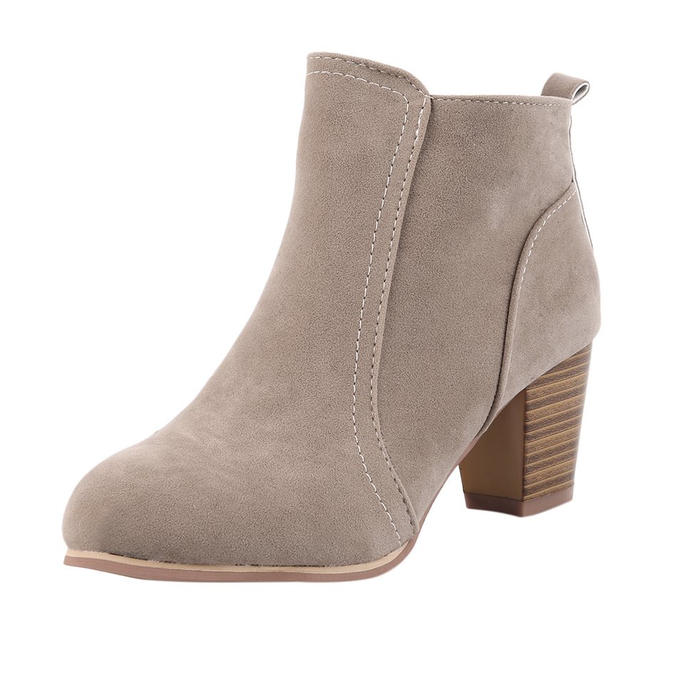 1 Pair Lady Winter Boots HIgh Square Heel Bootie Shoes Autumn And Winter Shoes