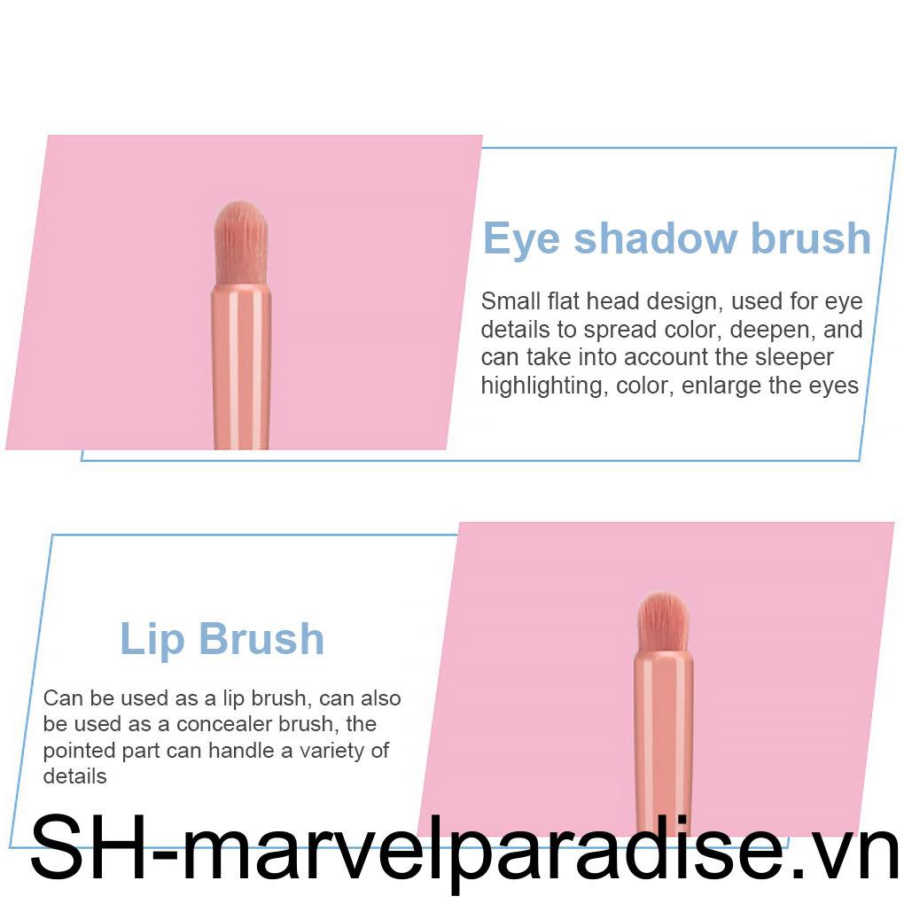 Bộ 5 Cọ Trang Điểm Sợi Nhựa Kèm Gương Trang Điểm Cho Người Mới Bắt Đầu