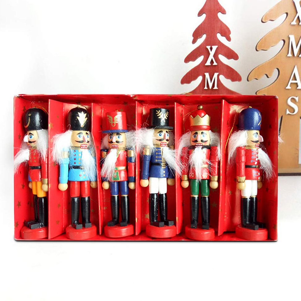 Merry Christmas Wooden Nutcracker Soldier Handcraft Puppet Room Wooden Pendant
