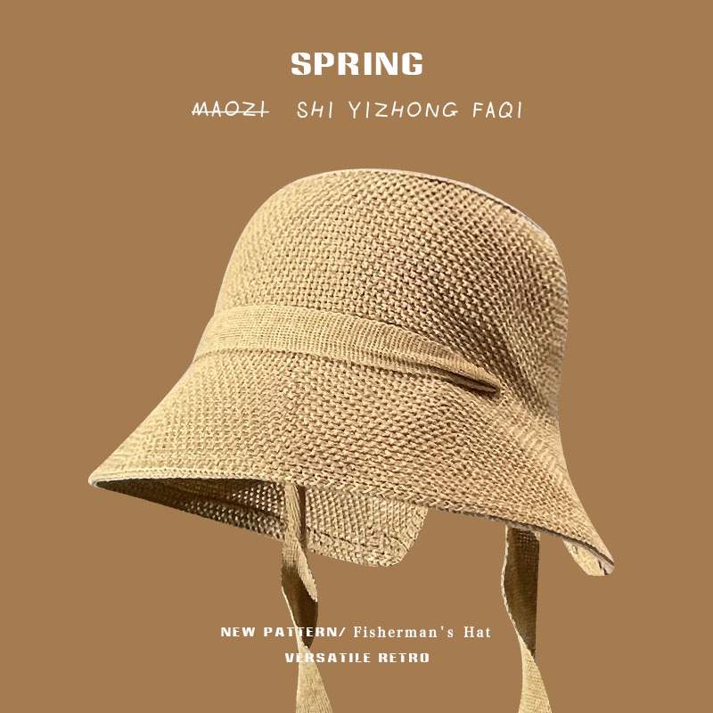 Mũ Bucket Dệt Kim Thoáng Khí Phong Cách Thời Trang Hàn Quốc Cho Nữ