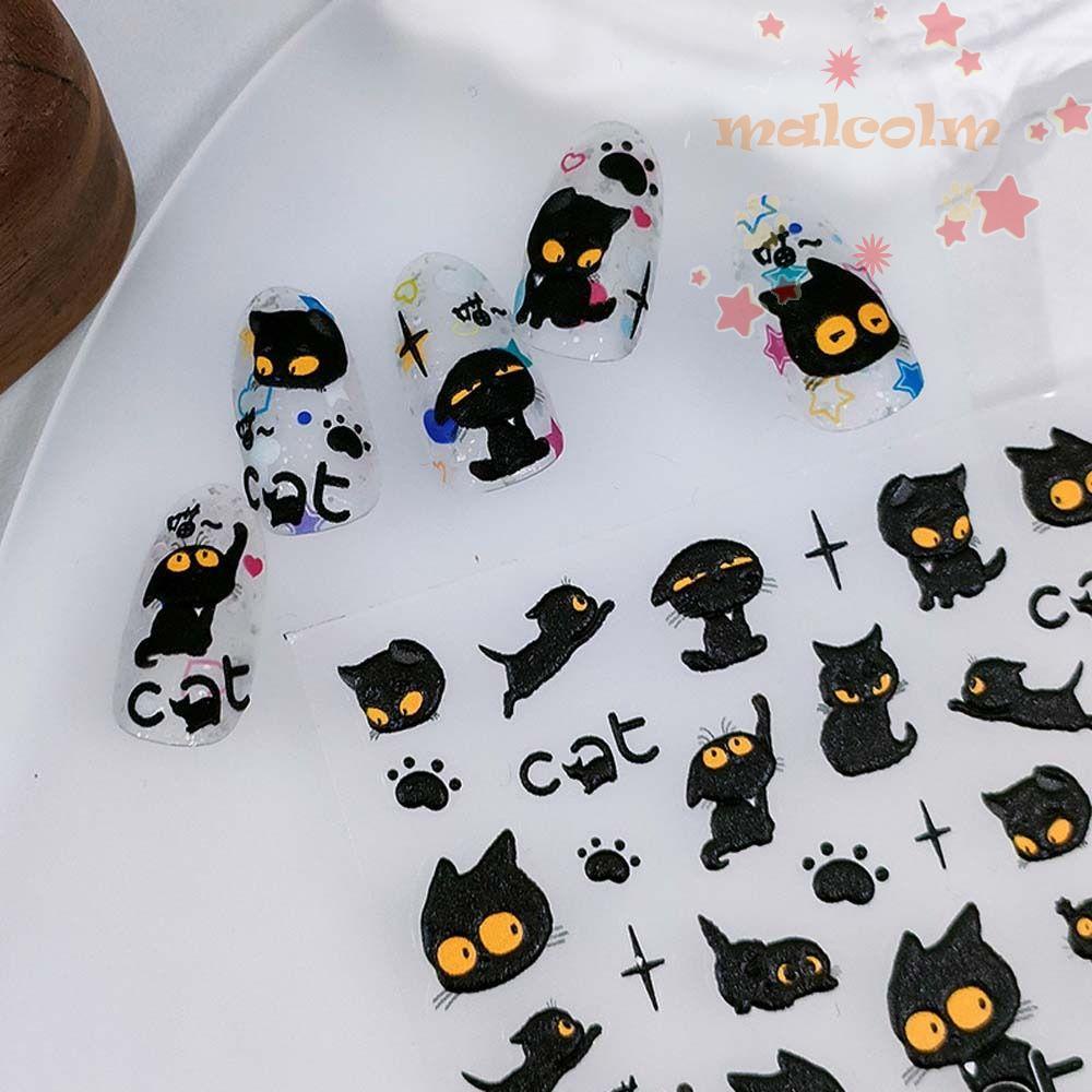 Miếng Dán Trang Trí Móng Tay Họa Tiết Mèo / Thỏ Hoạt Hình Xinh Xắn