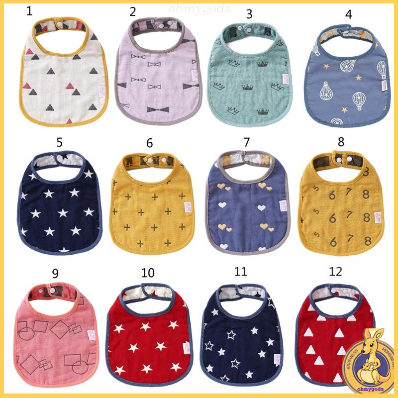 Yếm Ăn Bằng Cotton Nguyên Chất In Họa Tiết Dễ Thương Cho Bé