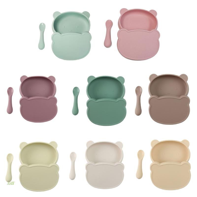 Tô Kèm Muỗng Bằng Silicone Cho Bé Tập Ăn Dặm