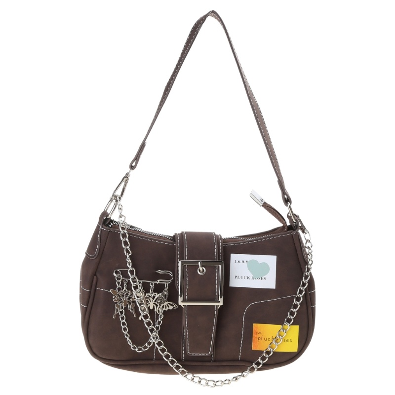 Túi Da PU Đeo Vai Phối Dây Xích Phong Cách Punk Dành Cho Nữ