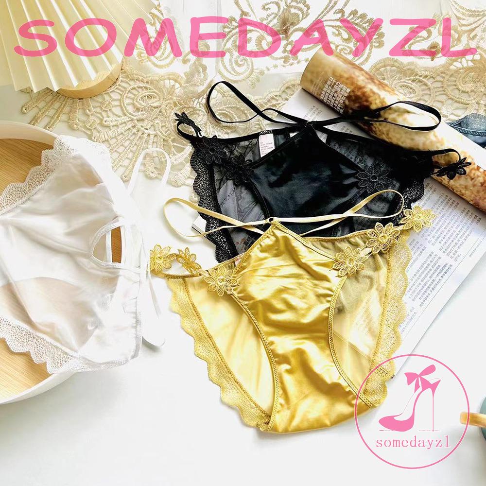 Quần Lót Satin Lưng Thấp Màu Sắc Đơn Giản Phong Cách Retro Nhật Bản Cho Nữ