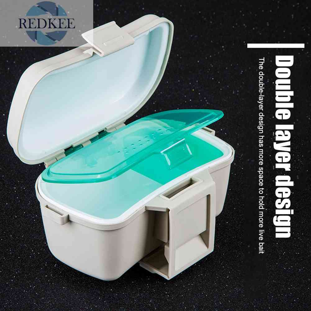 Hộp Đựng Mồi Câu Cá Hai Tầng Kèm Nhíp Gắp Tiện Dụng