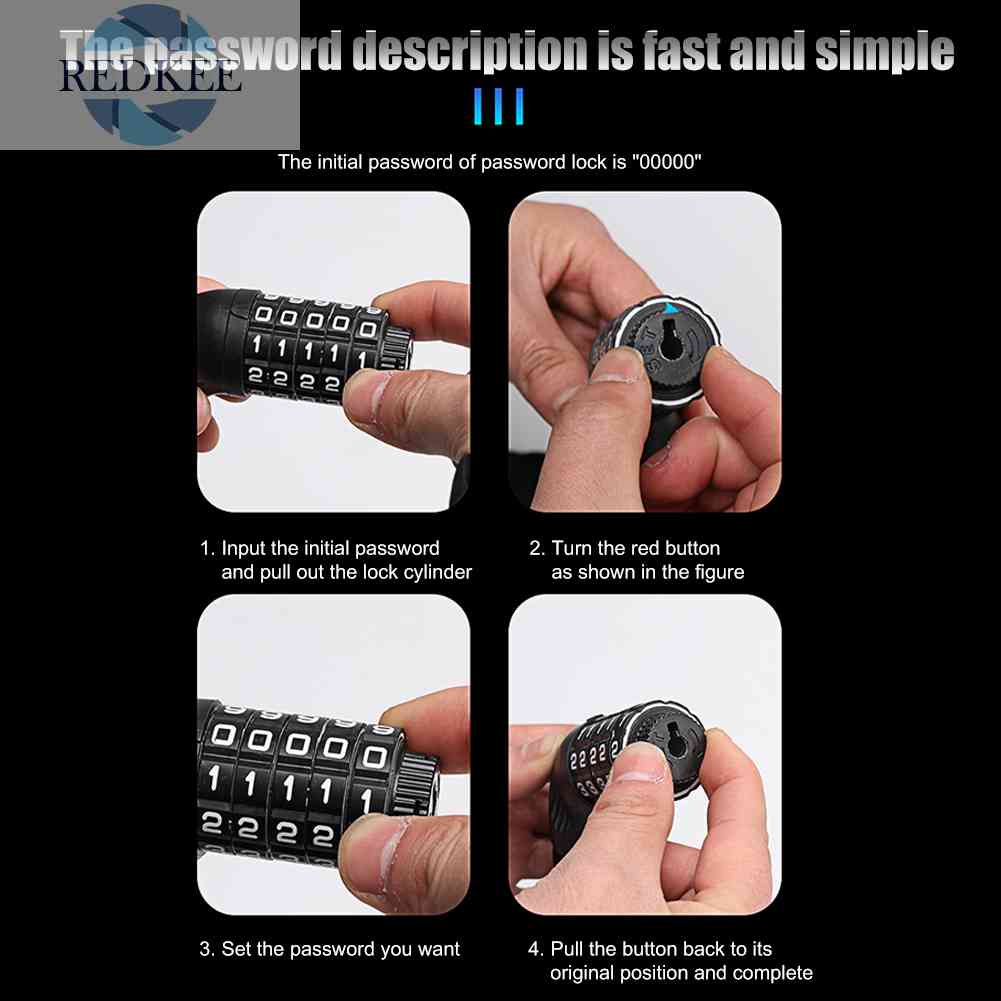 Dây Xích Khóa Xe Đạp / Xe Máy Kết Hợp Mật Khẩu 5 Chữ Số