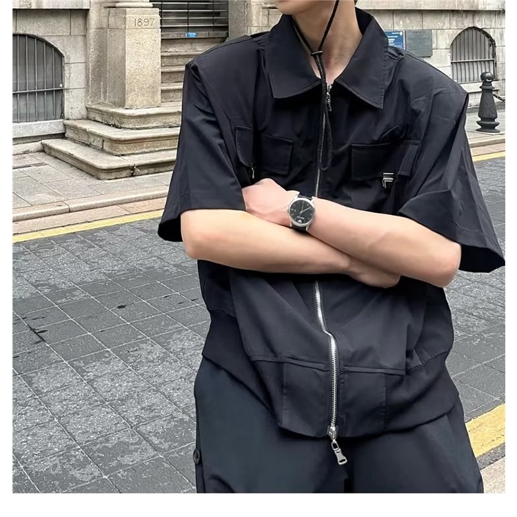 Áo Khoác Tay Ngắn Dáng Rộng Thiết Kế Đơn Giản Thời Trang