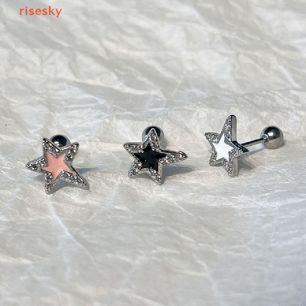 1 Đôi Bông Tai Đính Đá Zircon Hình Ngôi Sao Thời Trang Cho Nữ