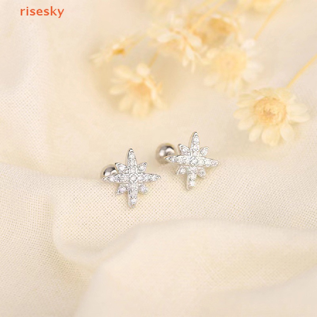 1 Đôi Bông Tai Đính Đá Zircon Hình Ngôi Sao Thời Trang Cho Nữ