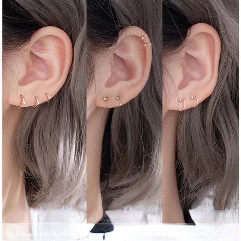 Khuyên Tai Bạc Phong Cách Hàn Quốc Đơn Giản Dễ Tẩy Trang Cho Nữ