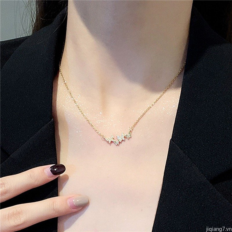 Vòng cổ Mặt Bướm Bằng Thép Không Gỉ Đính Đá Zircon Thời Trang Cho Nữ