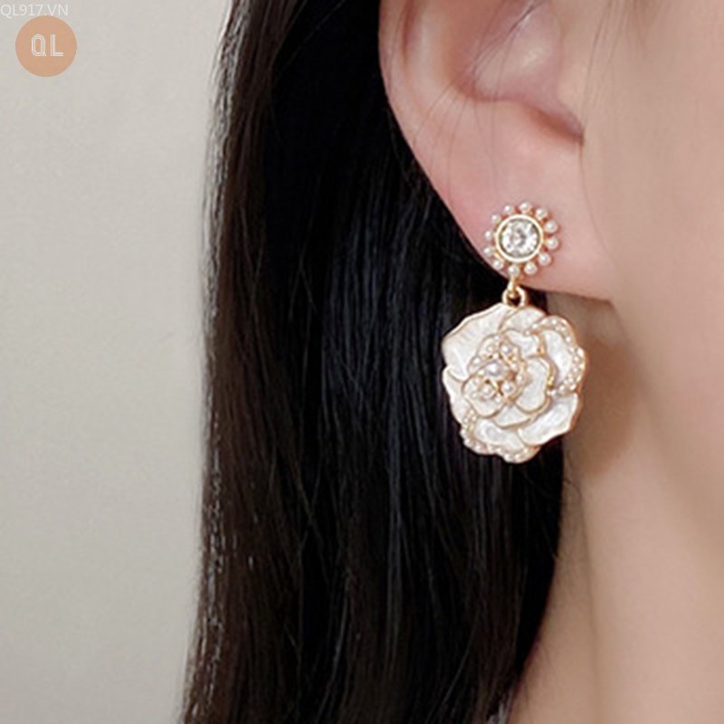 Bông Tai Hình Hoa Đính Đá Lấp Lánh Sang Trọng