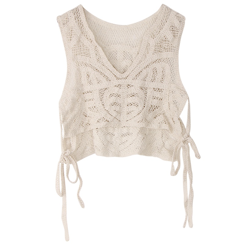 Áo Croptop Dệt Kim Không Tay Cổ Chữ V Xẻ Tà Thời Trang Cho Nữ