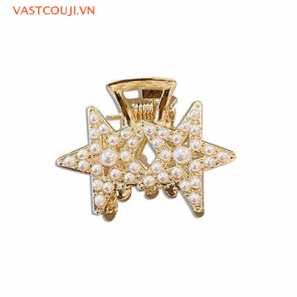 Kẹp Tóc Càng Cua Mini Đính Đá Ngọc Trai Phong Cách Retro Cho Nữ