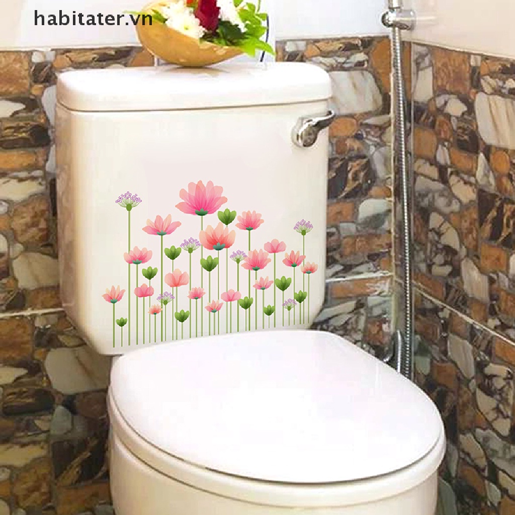 1 Miếng Dán Toilet Trang Trí Tự Dính Tháo Được Hình Hoa Và Chim