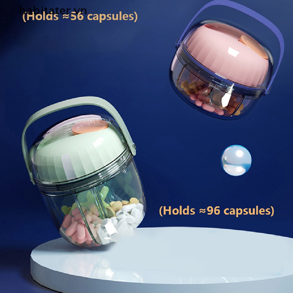 Hộp Đựng Thuốc 4 Ngăn Dạng Xoay Chống Ẩm Tiện Dụng