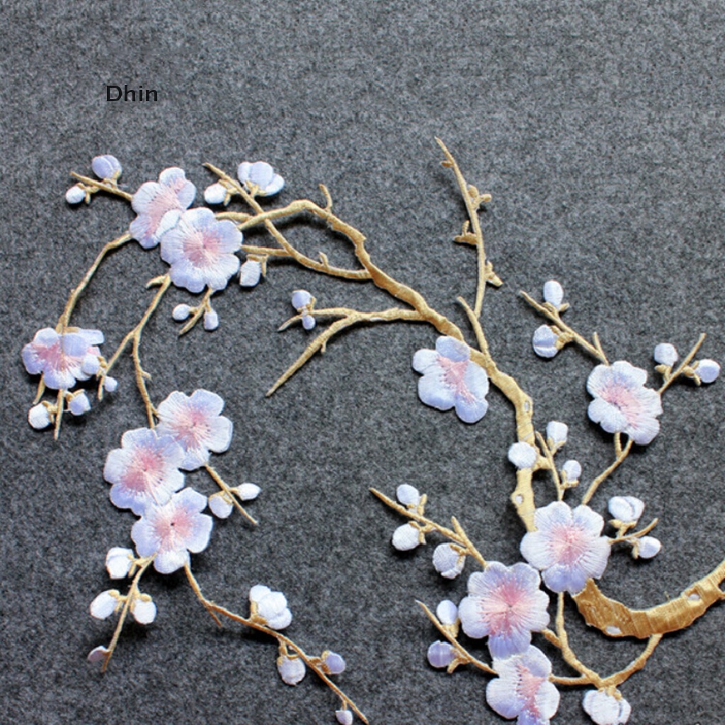 [Dhin] [Dhin] Sticker Ủi Thêu Hình Hoa Mận Xinh Xắn