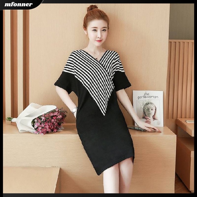 Đầm Tay Ngắn Cổ Chữ V Thời Trang Cho Nữ