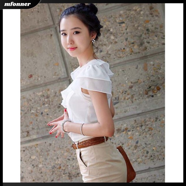 Áo Sơ Mi Chiffon Cổ Bẻ Dáng Ôm Phong Cách Thời Trang Mùa Hè 2018 Mới